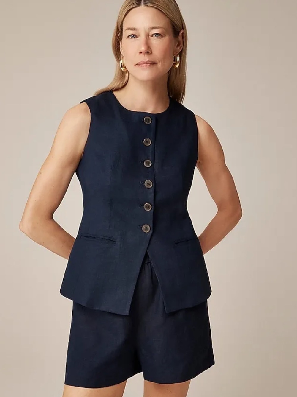 J.CREW Cutaway Vest linen Top